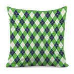 Green Navy And White Argyle Print Pillow Cover