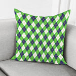Green Navy And White Argyle Print Pillow Cover
