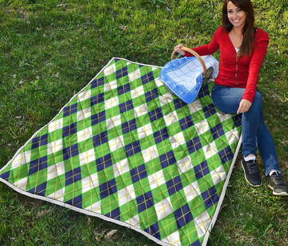 Green Navy And White Argyle Print Quilt