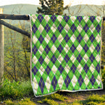 Green Navy And White Argyle Print Quilt