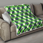 Green Navy And White Argyle Print Quilt