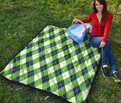 Green Navy And White Argyle Print Quilt