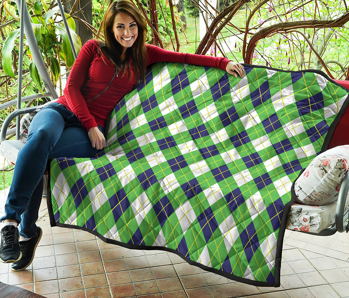 Green Navy And White Argyle Print Quilt