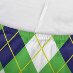 Green Navy And White Argyle Print Sofa Cover