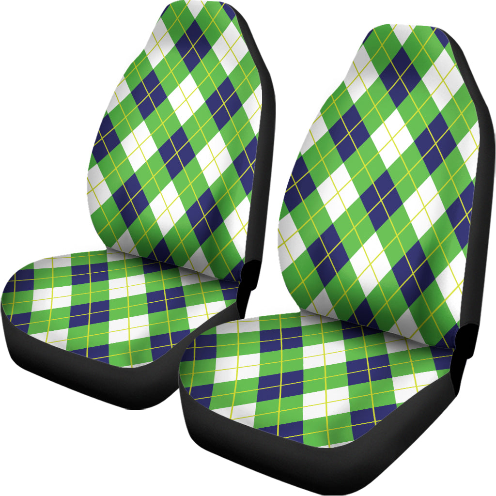 Green Navy And White Argyle Print Universal Fit Car Seat Covers