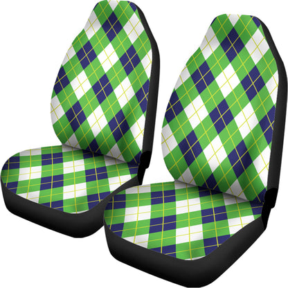 Green Navy And White Argyle Print Universal Fit Car Seat Covers