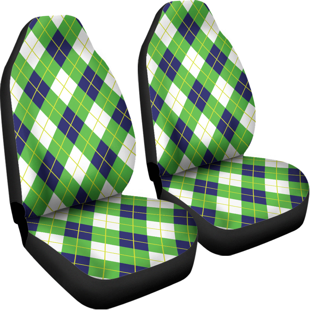 Green Navy And White Argyle Print Universal Fit Car Seat Covers