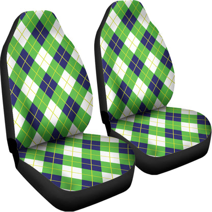Green Navy And White Argyle Print Universal Fit Car Seat Covers