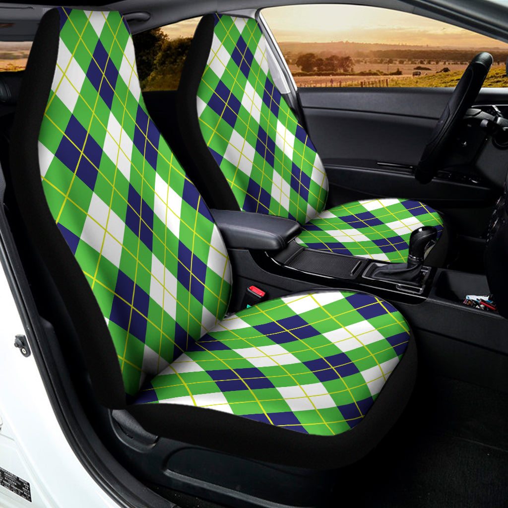 Green Navy And White Argyle Print Universal Fit Car Seat Covers