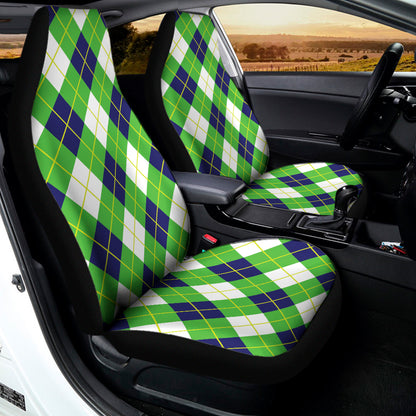 Green Navy And White Argyle Print Universal Fit Car Seat Covers