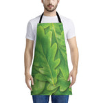 Green Oak Leaf Print Apron