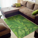 Green Oak Leaf Print Area Rug