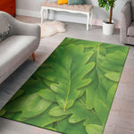 Green Oak Leaf Print Area Rug