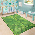 Green Oak Leaf Print Area Rug