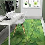 Green Oak Leaf Print Area Rug