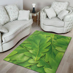 Green Oak Leaf Print Area Rug