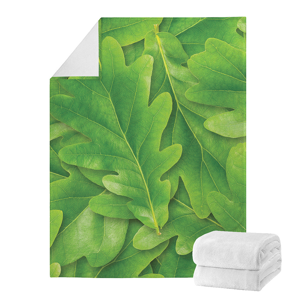 Green Oak Leaf Print Blanket