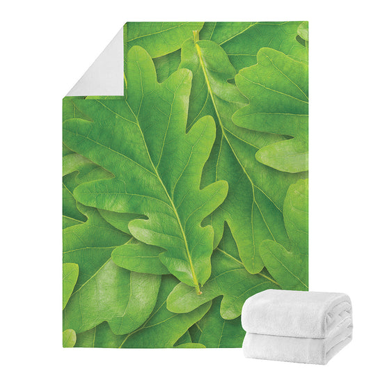 Green Oak Leaf Print Blanket