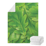 Green Oak Leaf Print Blanket
