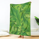 Green Oak Leaf Print Blanket