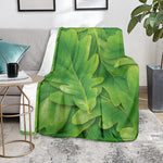 Green Oak Leaf Print Blanket