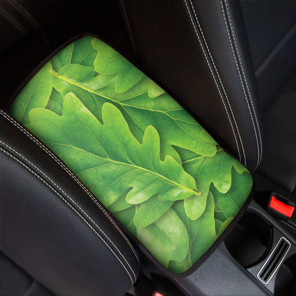Green Oak Leaf Print Car Center Console Cover