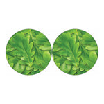 Green Oak Leaf Print Car Coasters