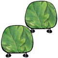 Green Oak Leaf Print Car Headrest Covers