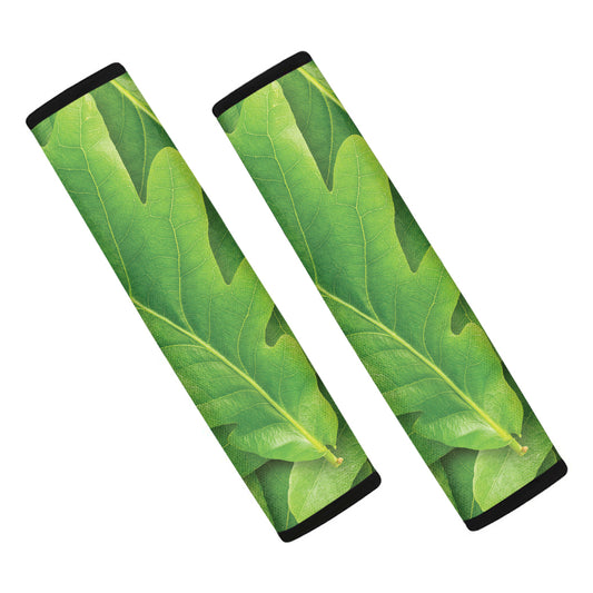 Green Oak Leaf Print Car Seat Belt Covers