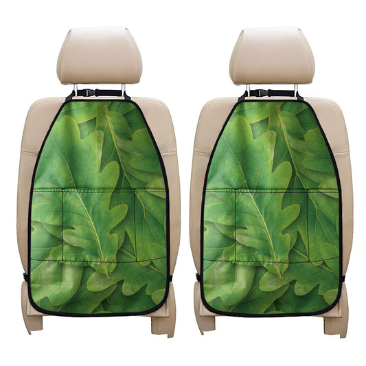 Green Oak Leaf Print Car Seat Organizers