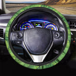 Green Oak Leaf Print Car Steering Wheel Cover