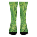 Green Oak Leaf Print Crew Socks