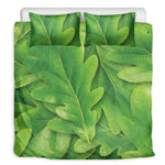Green Oak Leaf Print Duvet Cover Bedding Set