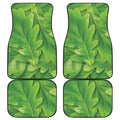 Green Oak Leaf Print Front and Back Car Floor Mats