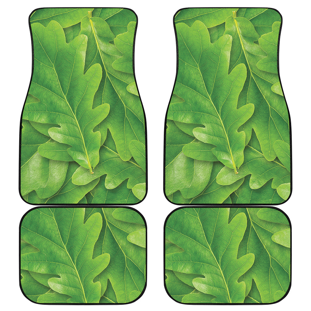 Green Oak Leaf Print Front and Back Car Floor Mats