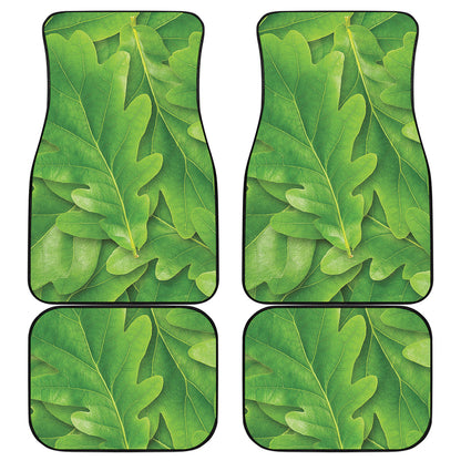 Green Oak Leaf Print Front and Back Car Floor Mats