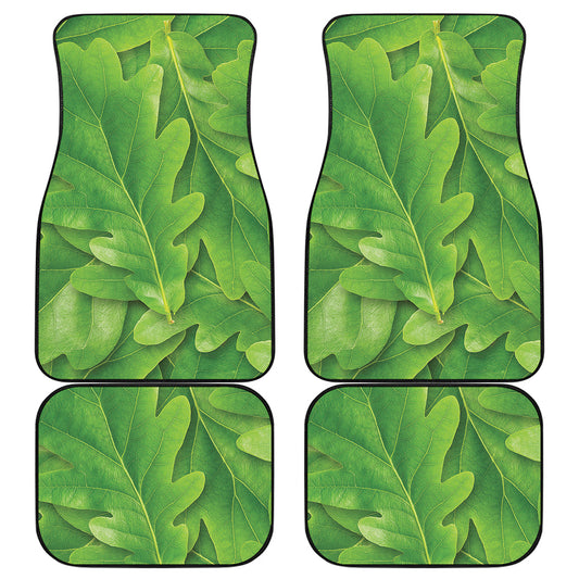 Green Oak Leaf Print Front and Back Car Floor Mats