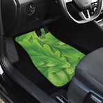 Green Oak Leaf Print Front and Back Car Floor Mats