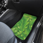 Green Oak Leaf Print Front and Back Car Floor Mats