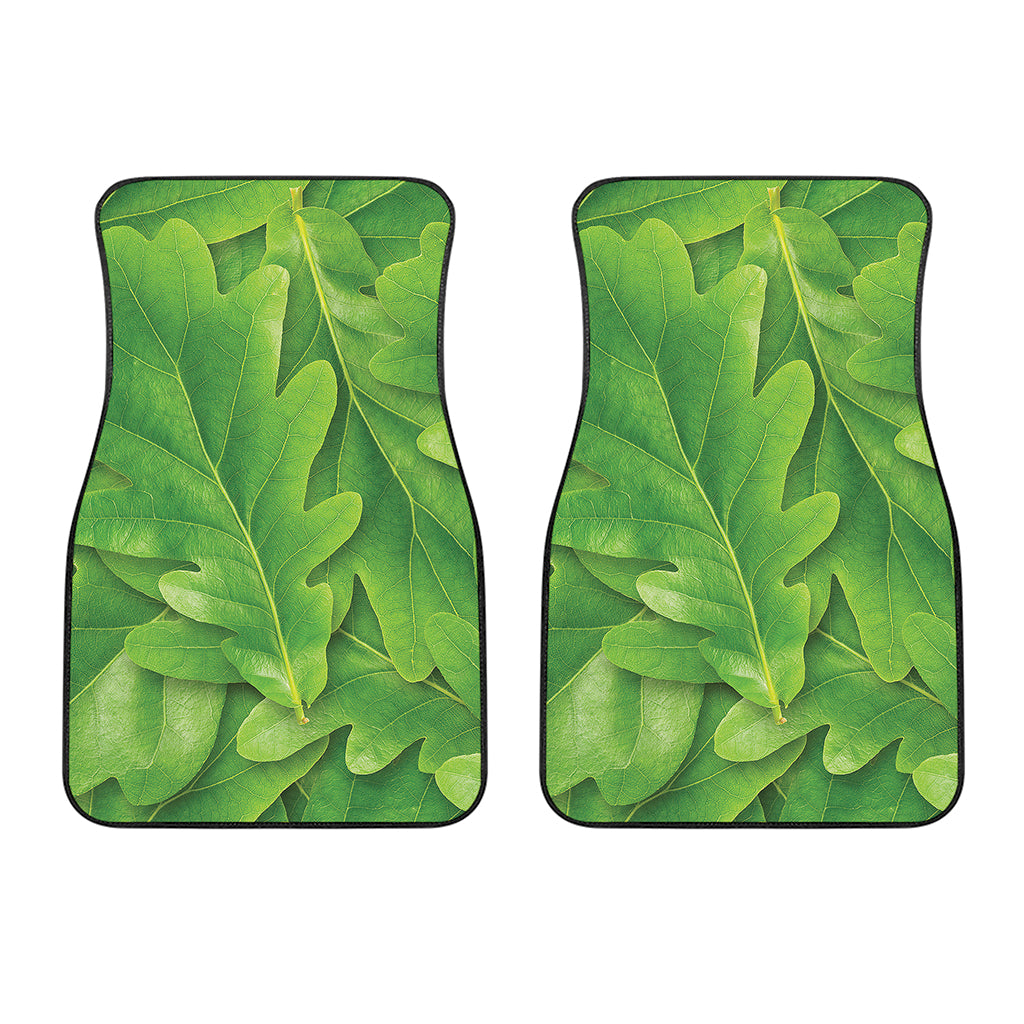 Green Oak Leaf Print Front Car Floor Mats