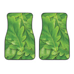 Green Oak Leaf Print Front Car Floor Mats