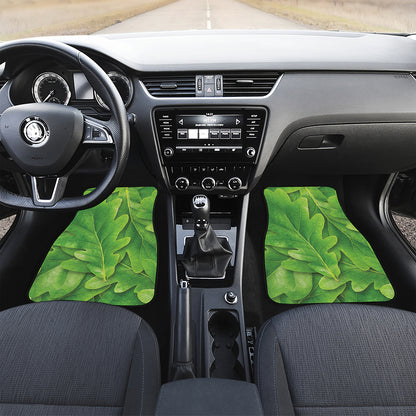 Green Oak Leaf Print Front Car Floor Mats
