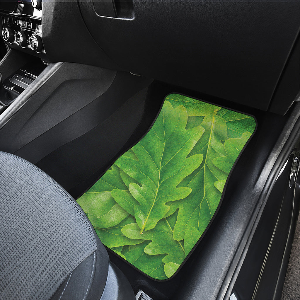 Green Oak Leaf Print Front Car Floor Mats