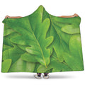 Green Oak Leaf Print Hooded Blanket