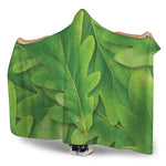 Green Oak Leaf Print Hooded Blanket