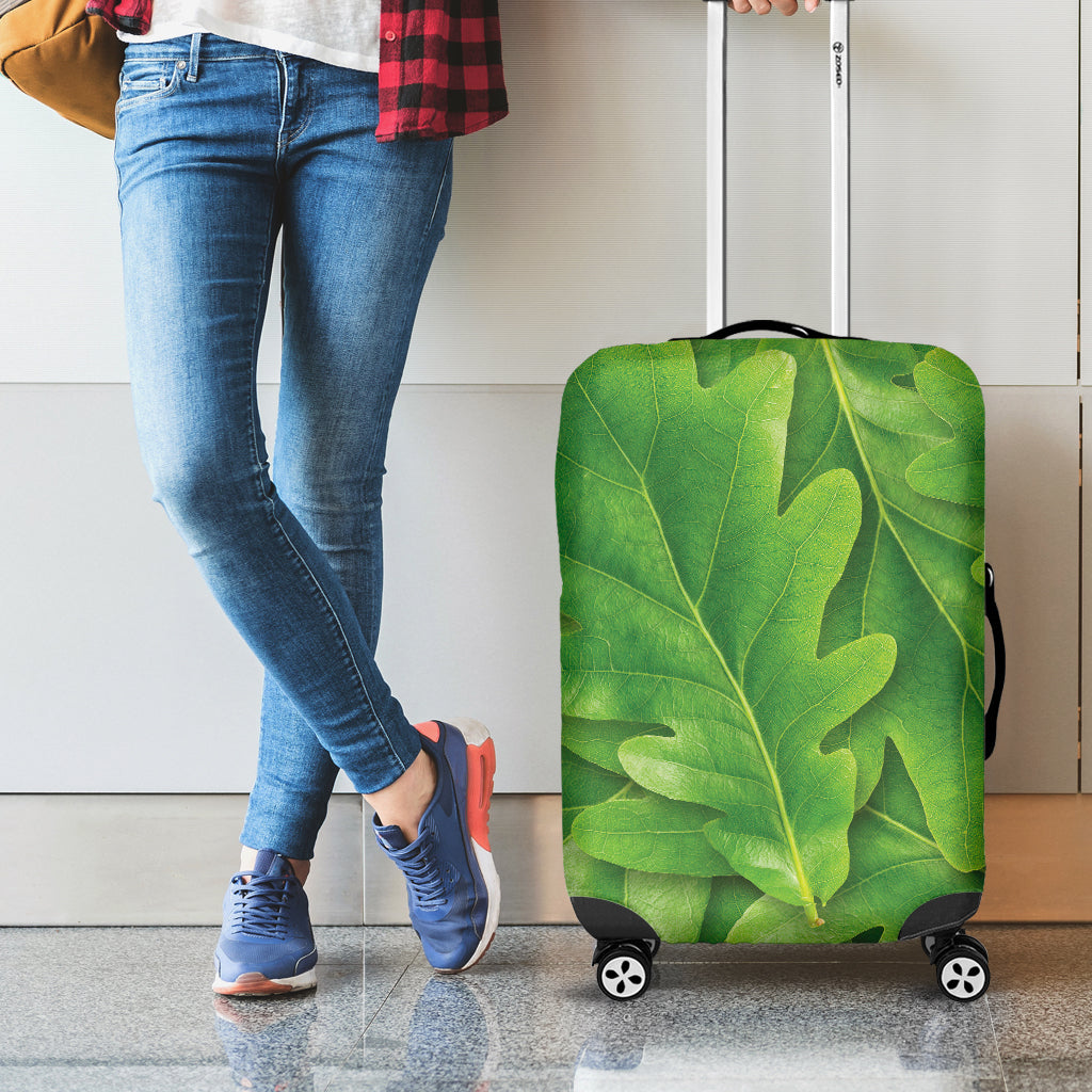 Green Oak Leaf Print Luggage Cover