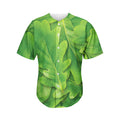 Green Oak Leaf Print Men's Baseball Jersey