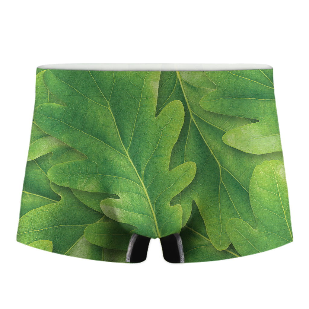 Green Oak Leaf Print Men's Boxer Briefs