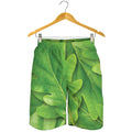 Green Oak Leaf Print Men's Shorts