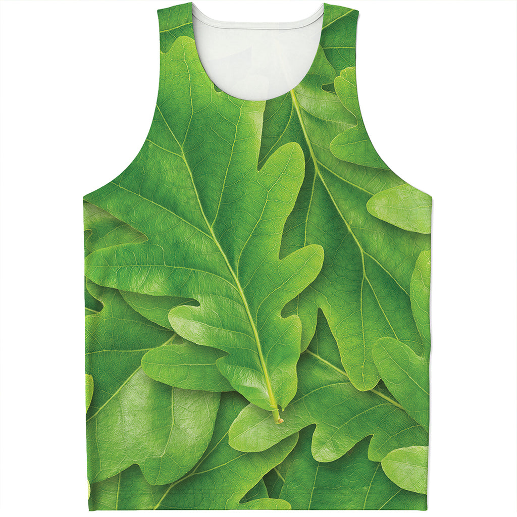 Green Oak Leaf Print Men's Tank Top